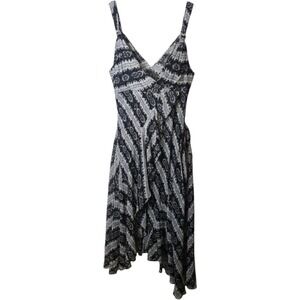 VTG‎ Black Slip Dress Ruffle Handkerchief Hem Midi Asymmetric Y2K Fairygrunge